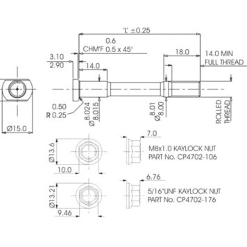 Kit prigionieri per frizione (M8 x 1.1 -  Lunghezza 40,0 mm)